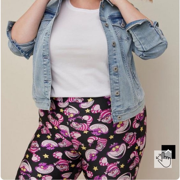 NWT Disney Alice in Wonderland Platinum Capri Legging-Liquid Black Cheshire Cat - Picture 2 of 10